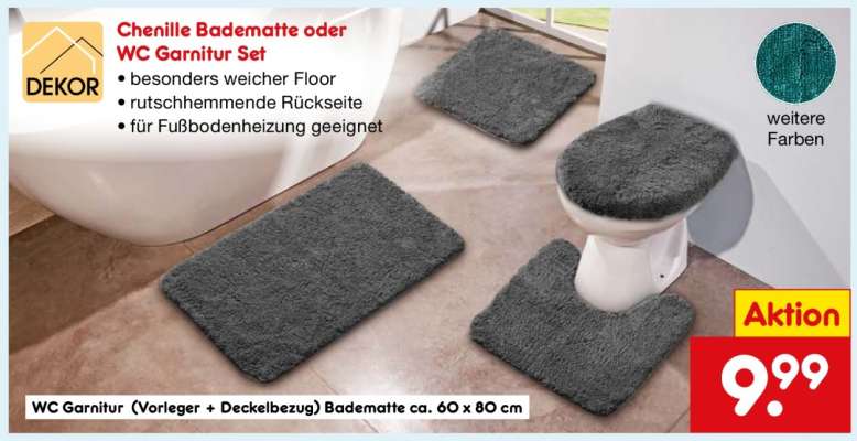 WC Garnitur (Vorleger + Deckelbezug) Badematte