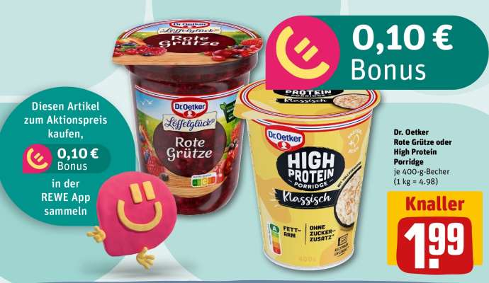 Dr. Oetker Rote Grütze oder High Protein Porridge