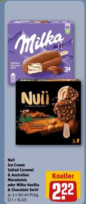 Nuii Ice Cream Salted Caramel & Australian Macadamia oder Milka Vanilla & Chocolate Swirl
