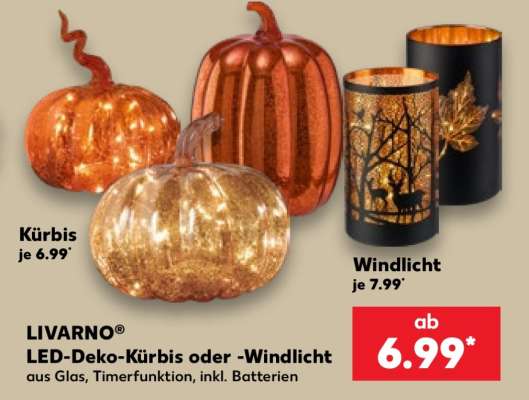 LIVARNO® LED-Deko-Kürbis oder -Windlicht