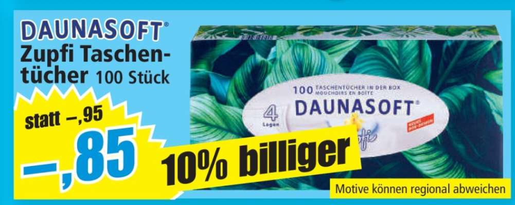 DAUNASOFT Zupfi Taschentücher 100 Stück