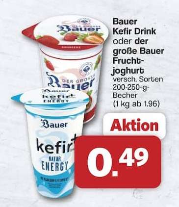 Bauer Kefir Drink oder der große Bauer Fruchtjoghurt