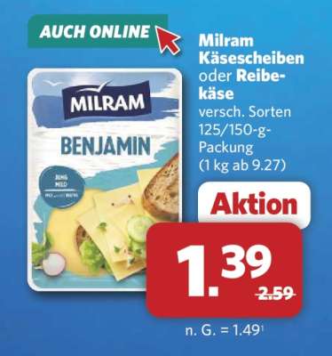 Milram Käsescheiben oder Reibekäse