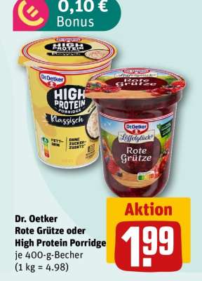 Dr. Oetker Rote Grütze oder High Protein Porridge