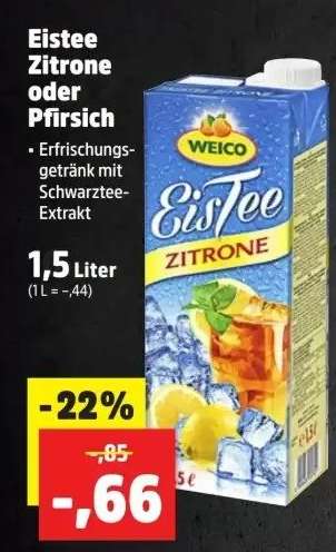 Eistee Zitrone oder Pfirsich