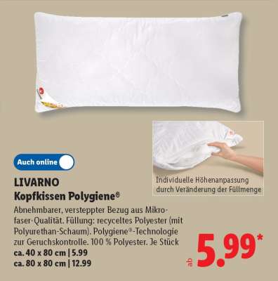 LIVARNO Kopfkissen Polygiene®