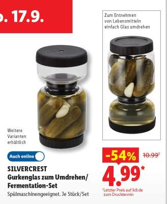 SILVERCREST Gurkenglas zum Umdrehen/Fermentation-Set