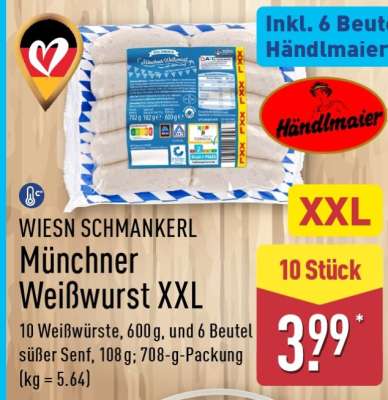 WIESN SCHMANKERL Münchner Weißwurst XXL