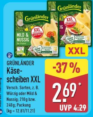 GRÜNLÄNDER Käsescheiben XXL