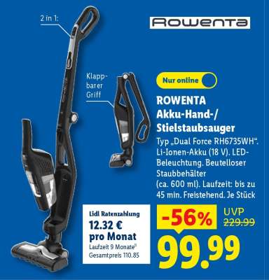 ROWENTA Akku-Hand-/ Stielstaubsauger