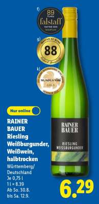 RAINER BAUER Riesling Weißburgunder, Weißwein, halbtrocken