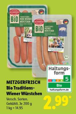 Metzgerfrisch Bio Traditions- Wiener Würstchen