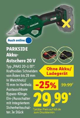 PARKSIDE Akku-Astschere 20 V