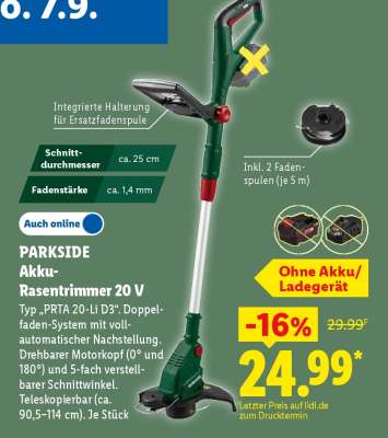 Parkside Akku-Rasentrimmer, 20 V