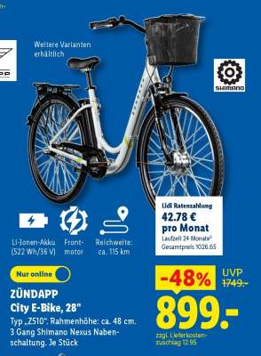 ZÜNDAPP City E-Bike, 28"