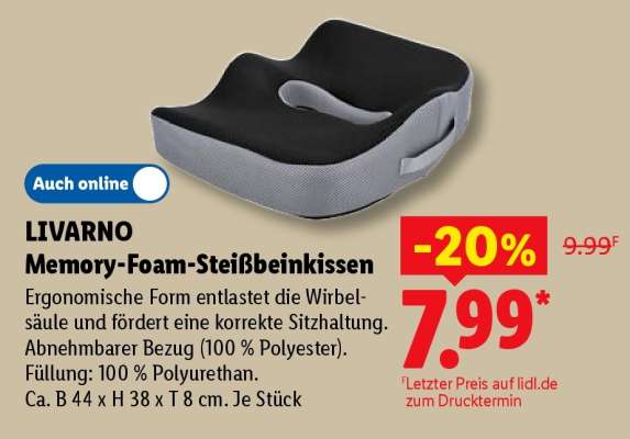 LIVARNO Memory-Foam-Steißbeinkissen