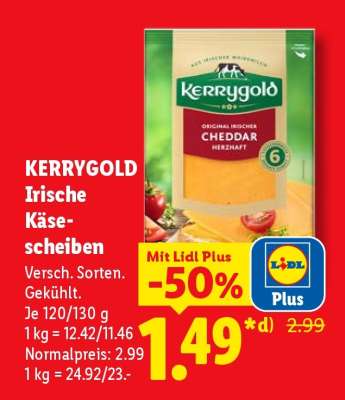 KERRYGOLD Irische Käse-scheiben