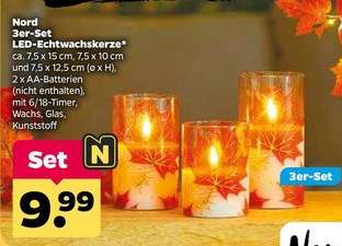 Nord 3er-Set LED-Echtwachskerze