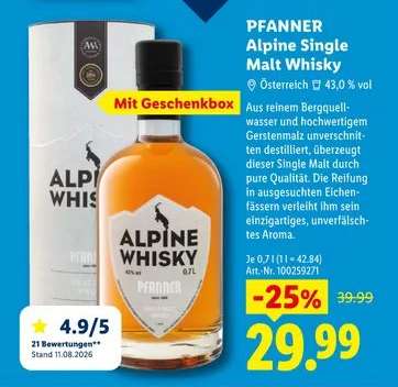 Pfanner Alpine Single Malt Whisky