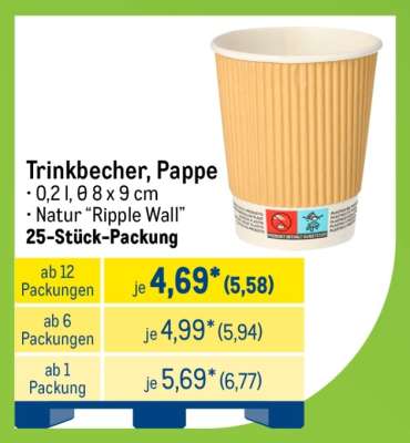 Trinkbecher, Pappe