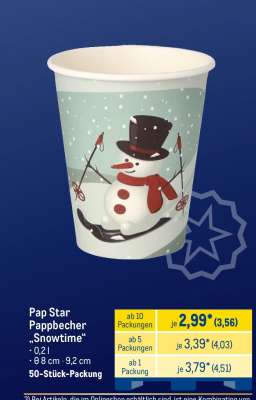 Pap Star Pappbecher „Snowtime“