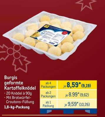 Burgis geformte Kartoffelknödel