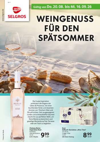 Prospekte Selgros - 20.08.2026 - 16.09.2026.