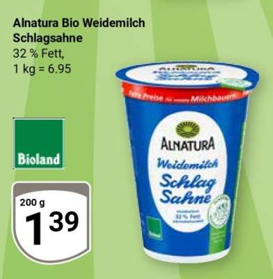 Alnatura Bio Weidemilch Schlagsahne