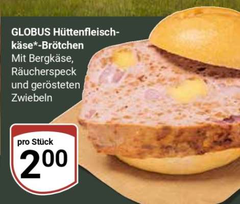 GLOBUS Hüttenfleischkäse*-Brötchen