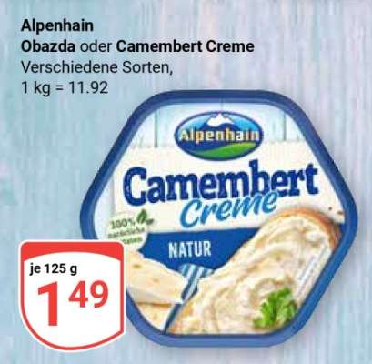 Alpenhain Obazda oder Camembert Creme