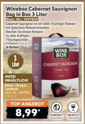 Winebox Cabernet Sauvignon Bag in Box 3 Liter