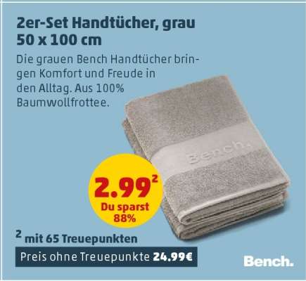 2er-Set Handtücher, grau 50 x 100 cm