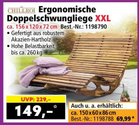 Ergonomische Doppelschwungliege XXL