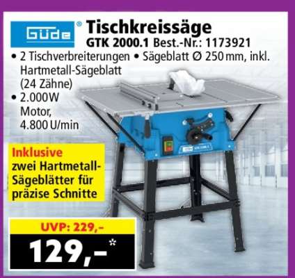 Güde Tischkreissäge GTK 2000.1