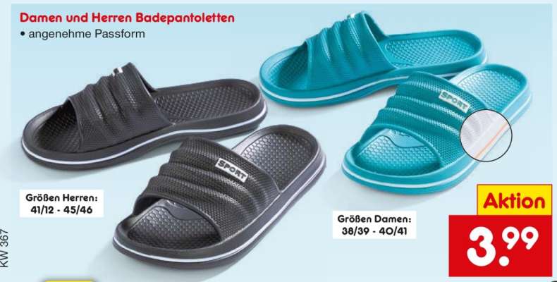 Damen- und Herren-Badepantoletten
