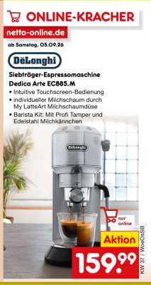 DeLonghi Siebträger-Espressomaschine Dedica Arte EC885.M