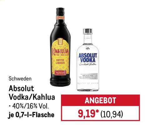 Absolut Vodka/ Kahlua