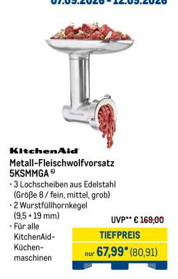 KitchenAid Metall-Fleischwolfvorsatz 5KSMMGA