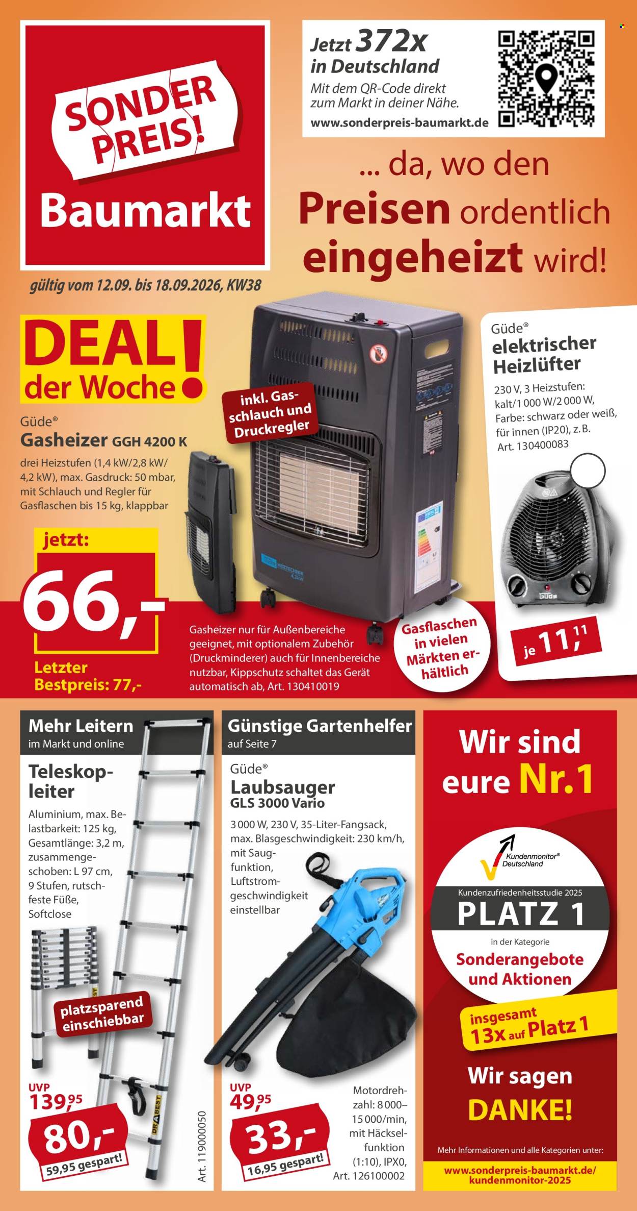 Sonderpreis-Baumarkt Prospekte  - 12.09.2026 - 18.09.2026. Seite 1