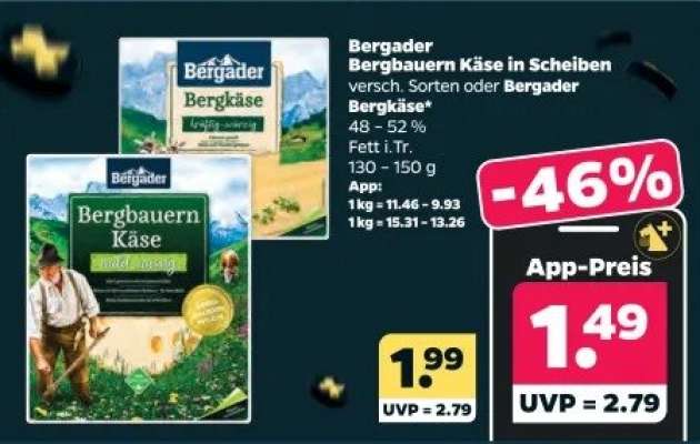 Bergader Bergbauern Käse in Scheiben