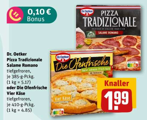 Dr. Oetker Pizza Tradizionale Salame Romano oder Die Ofenfrische Vier Käse