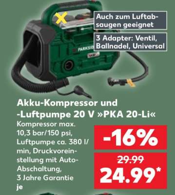 Akku-Kompressor und -Luftpumpe 20 V »PKA 20-Li«