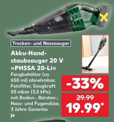 Akku-Handstaubsauger 20 V »PHSSA 20-Li«