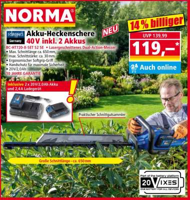 Akku-Heckenschere 40V inkl. 2 Akkus