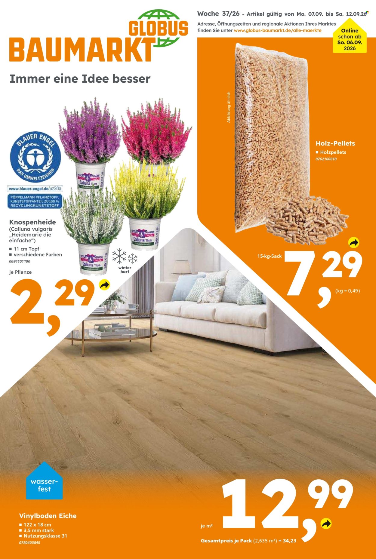 Globus Baumarkt Prospekte  - 7.09.2026 - 12.09.2026. Seite 1