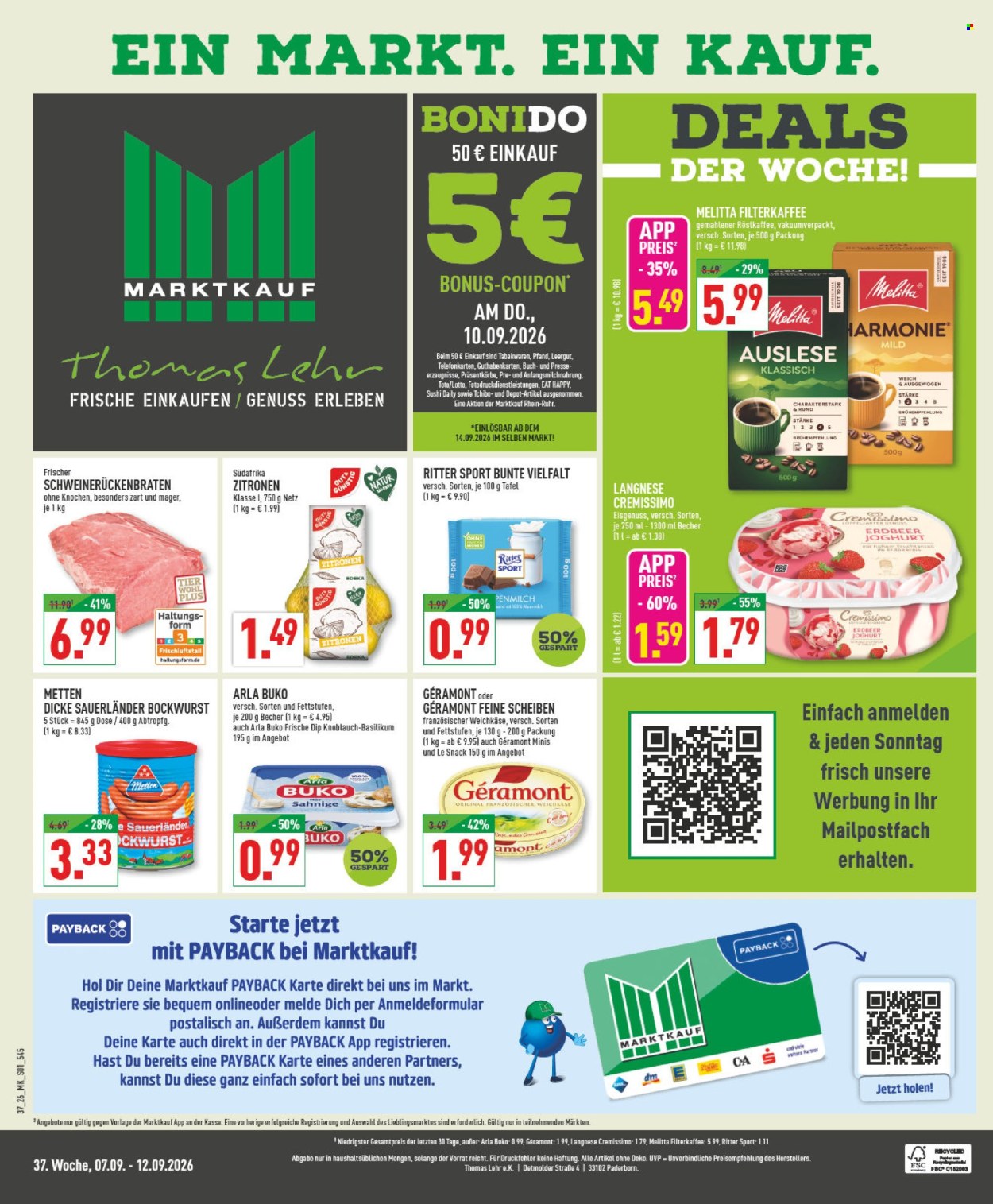 Marktkauf Prospekte  - 7.09.2026 - 12.09.2026. Seite 1