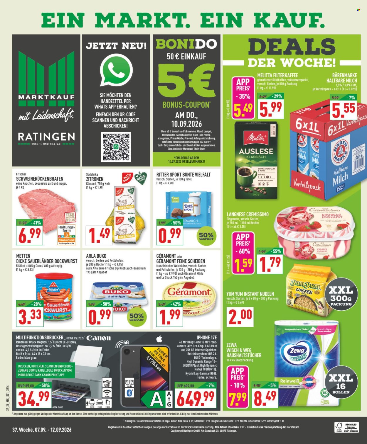 Marktkauf Prospekte  - 7.09.2026 - 12.09.2026. Seite 1
