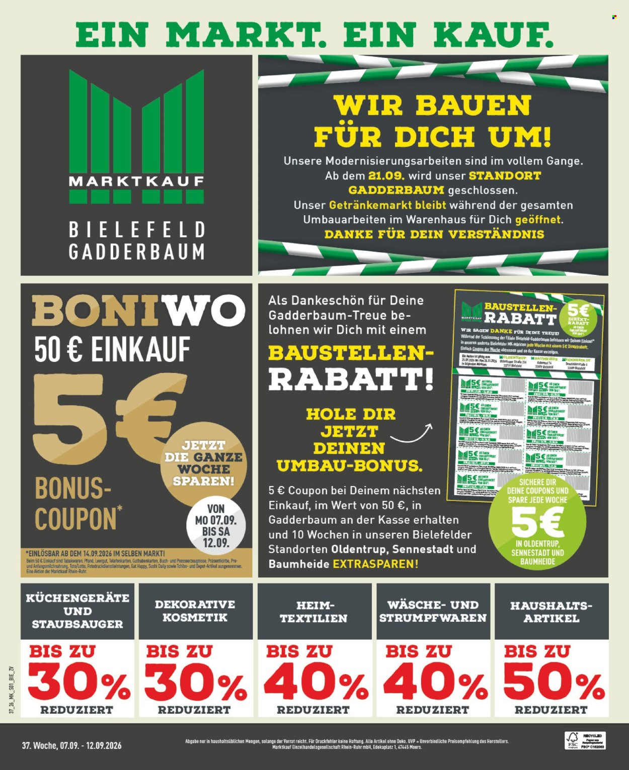 Marktkauf Prospekte  - 7.09.2026 - 12.09.2026. Seite 1