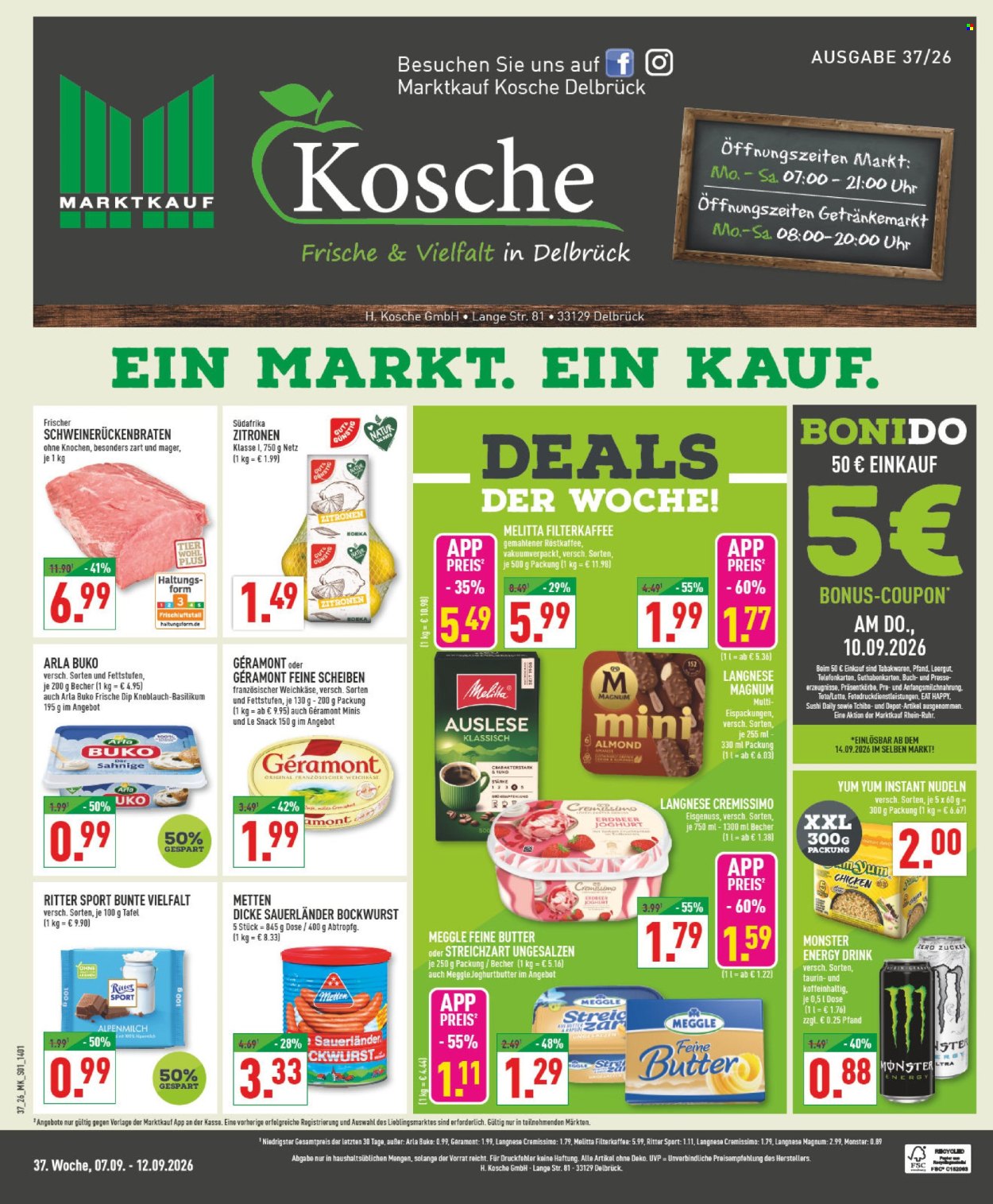 Marktkauf Prospekte  - 7.09.2026 - 12.09.2026. Seite 1