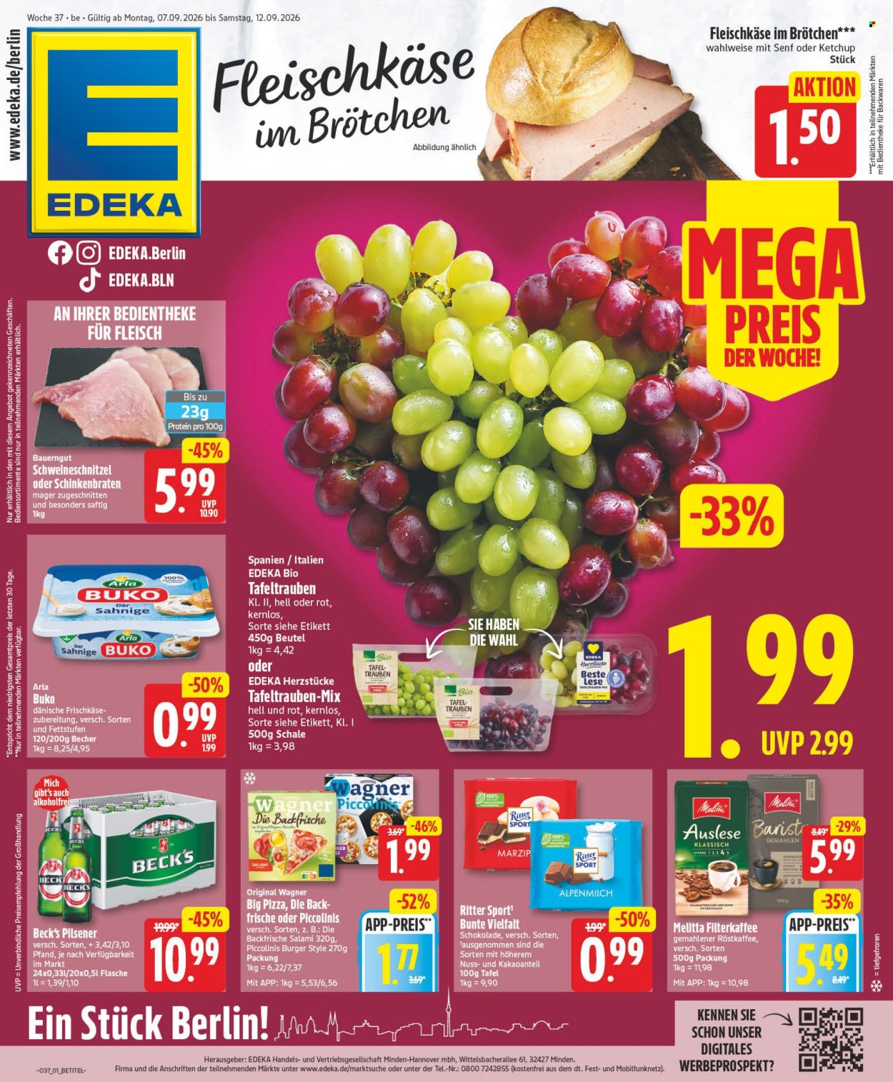 Edeka Prospekte  - 7.09.2026 - 12.09.2026. Seite 1